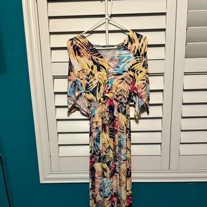 Lisa Rinna Multicolor Drape Sleeve Neck Maxi dress- M